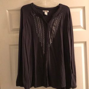 Plus size button down peasant shirt